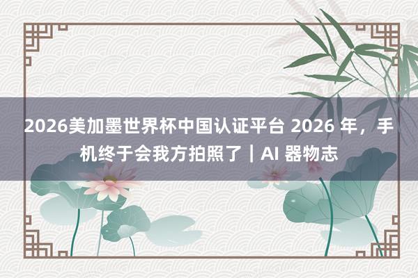 2026美加墨世界杯中國認證平臺 2026 年,手機終于會我方拍照了|AI 器物志