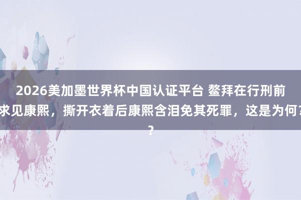 2026美加墨世界杯中國認(rèn)證平臺 鰲拜在行刑前求見康熙,撕開衣著后康熙含淚免其死罪,這是為何?