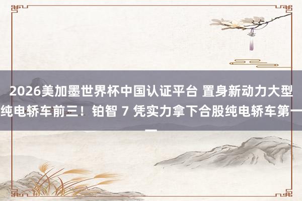 2026美加墨世界杯中國(guó)認(rèn)證平臺(tái) 置身新動(dòng)力大型純電轎車前三！鉑智 7 憑實(shí)力拿下合股純電轎車第一